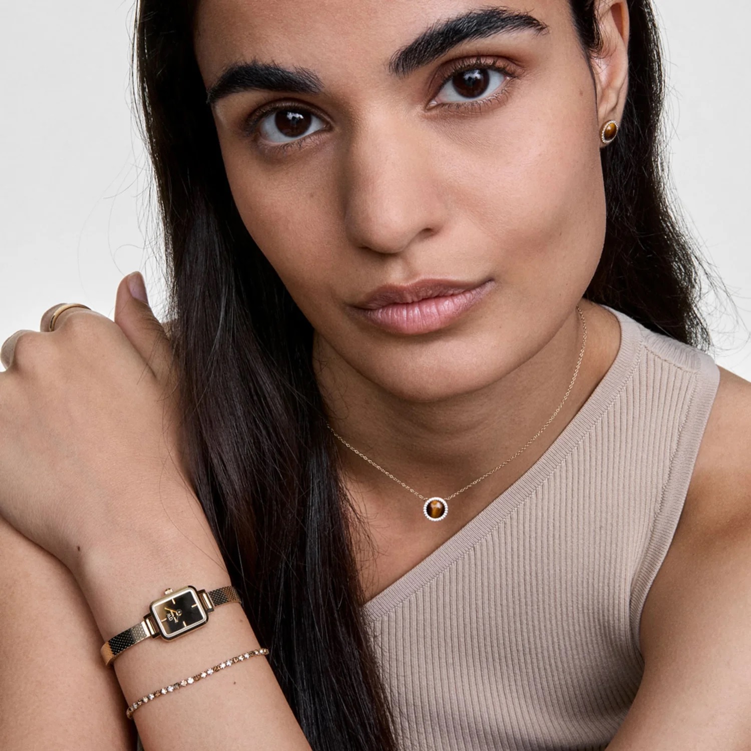 DANIEL WELLINGTON Quadro Mini Reflection Gold Dial 15.4x18.2mm Gold Stainless Steel Mesh Bracelet DW00100801 - 5