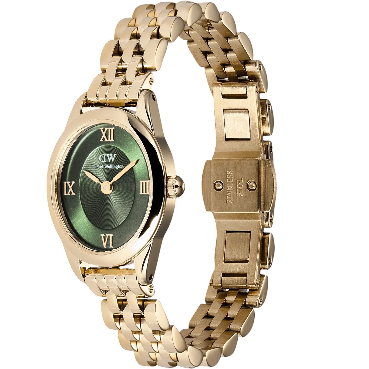 DANIEL WELLINGTON Ophelia Mini Green Dial 22mm Gold Stainless Steel Bracelet DW00100804 - 