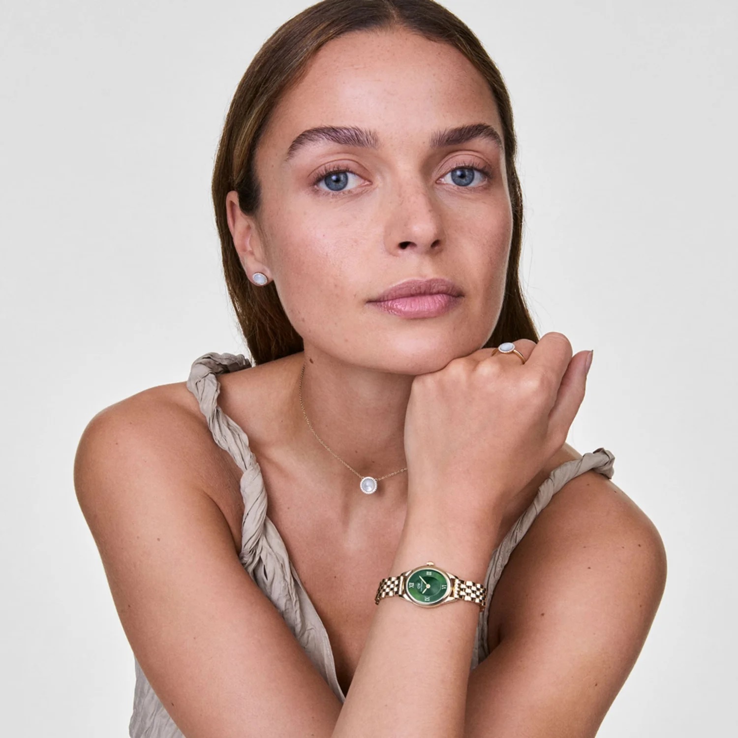 DANIEL WELLINGTON Ophelia Mini Green Dial 22mm Gold Stainless Steel Bracelet DW00100804 - 4