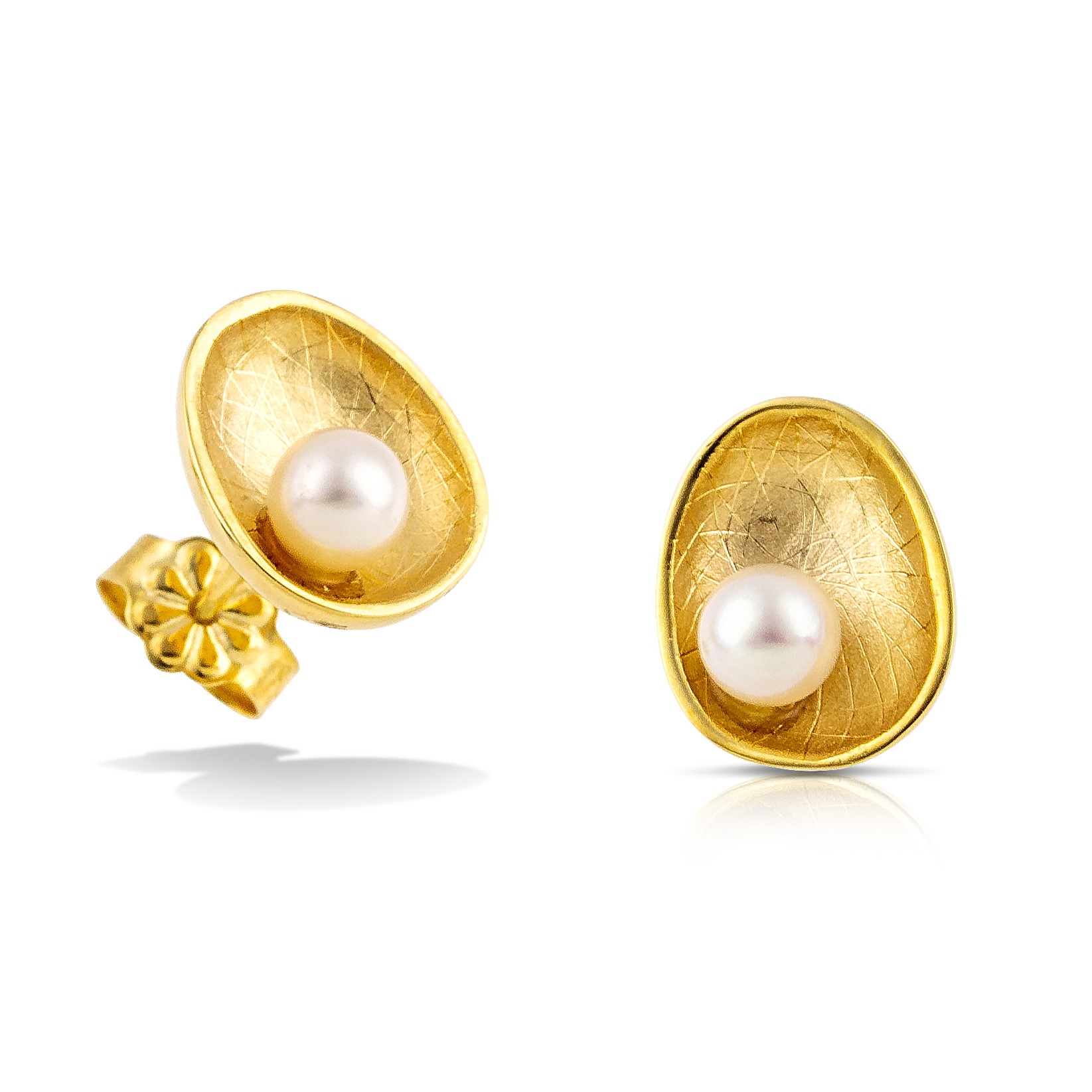 ΣΚΟΥΛΑΡΙΚΙΑ SENZIO Collection Κ9 Κίτρινο Χρυσό με Μαργαριτάρι 3SAL.2075OR - 