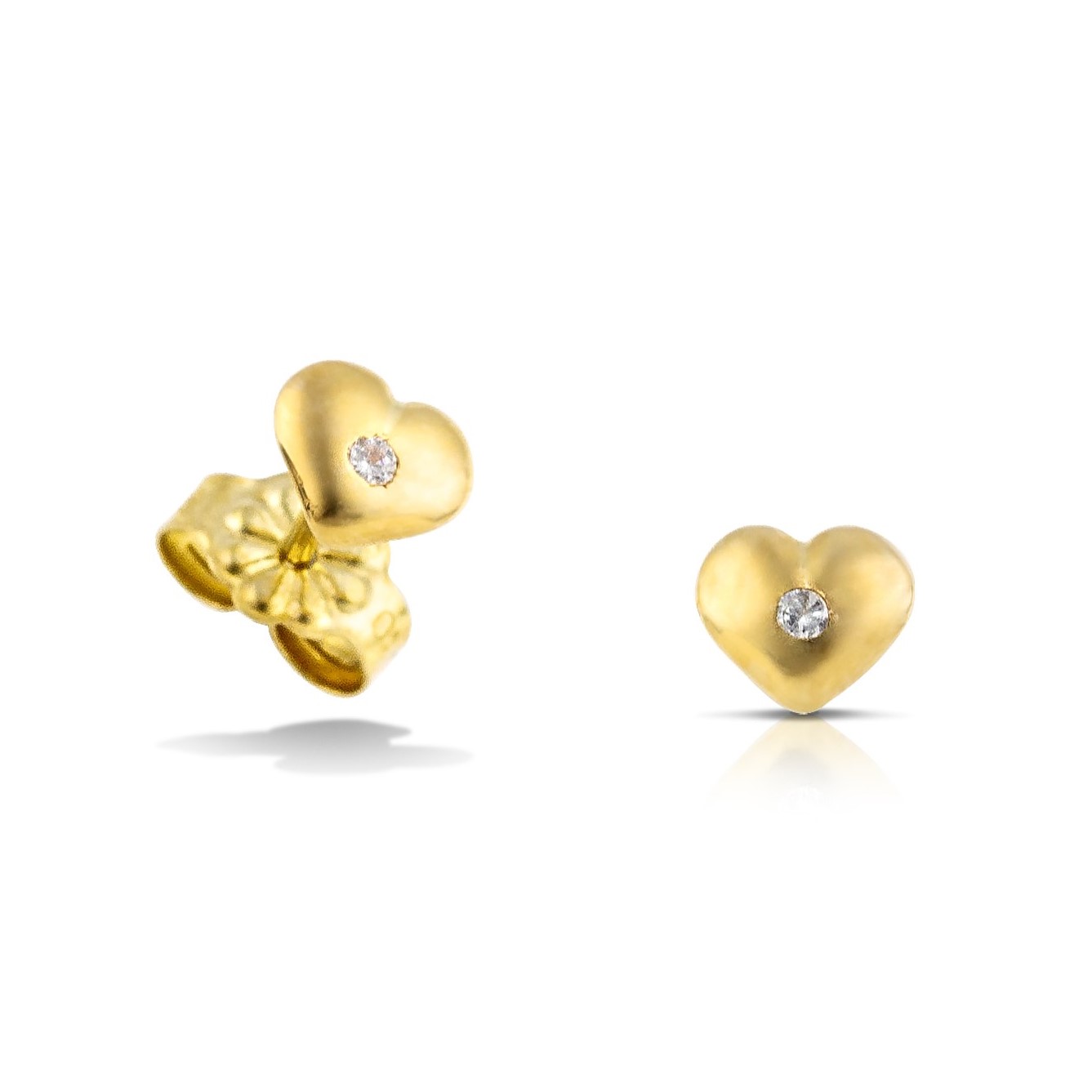 ΣΚΟΥΛΑΡΙΚΙΑ Καρδιές SENZIO Κίτρινο Χρυσό K9 με Πέτρες Ζιργκόν 3SAL.2159OR - 