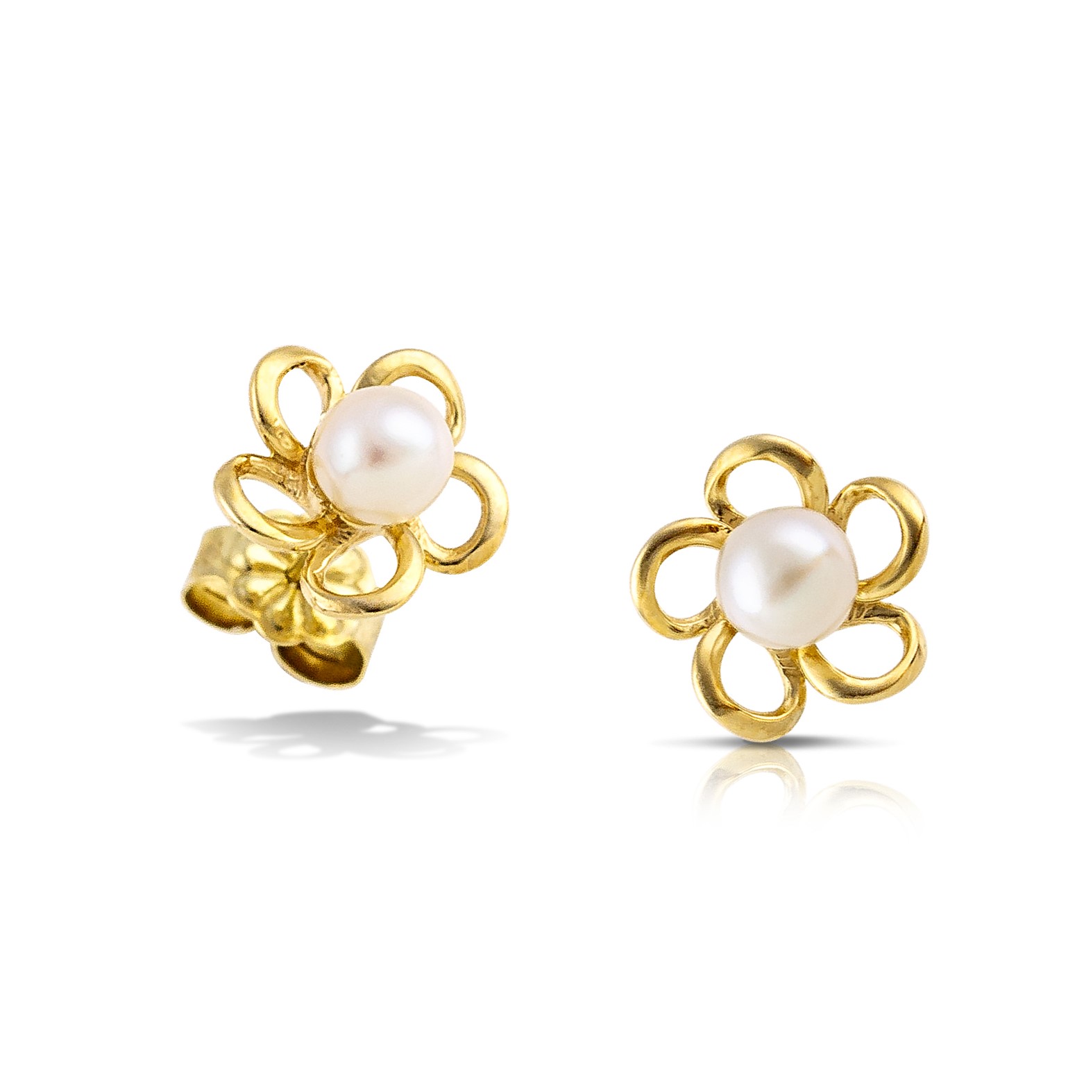 ΣΚΟΥΛΑΡΙΚΙΑ Λουλούδι 9Κ Κίτρινο Χρυσό με Μαργαριτάρια 3SAL.4051OR - 