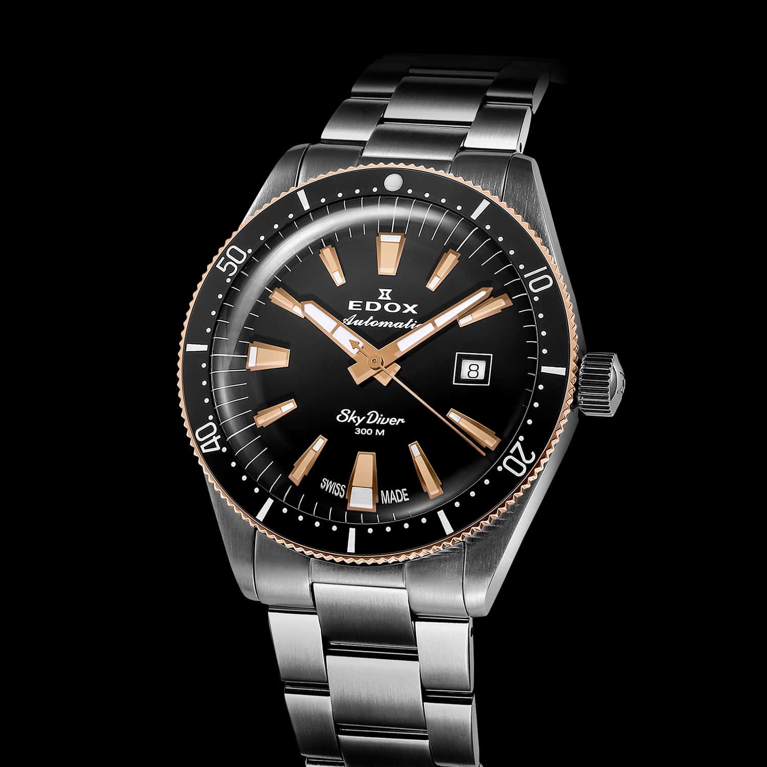 EDOX SkyDiver Date Automatic Limited Edition Black Dial 42mm Silver Stainless Steel Bracelet 80126-357RNM-NIRB - 5