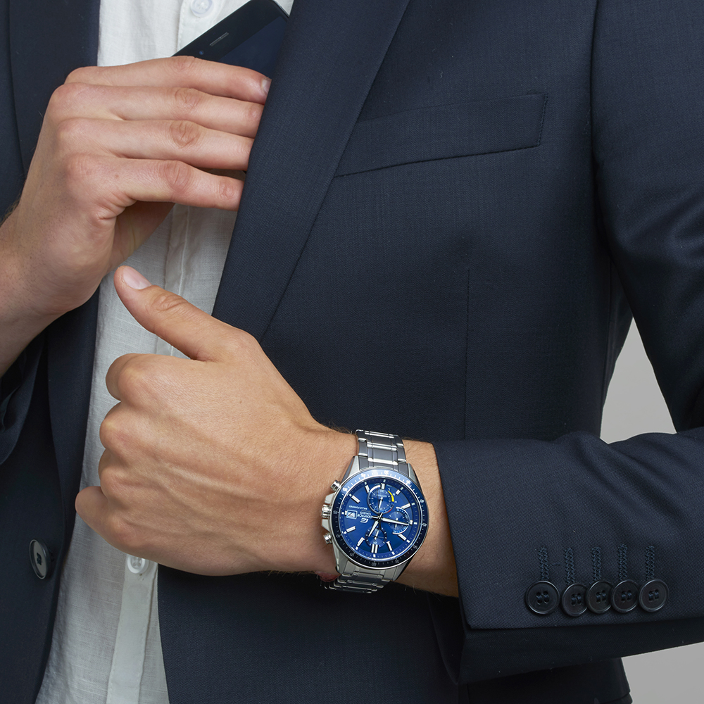 CASIO Edifice Solar Chronograph 46mm Silver Stainless Steel Bracelet EFS-S510D-2AVUEF - 