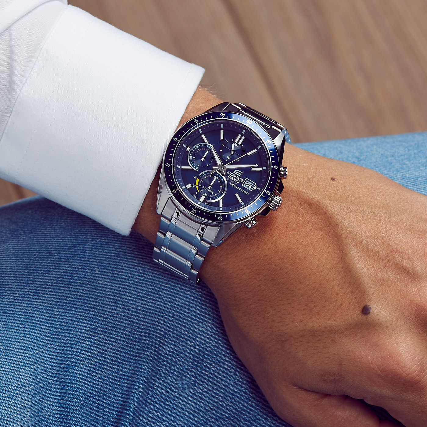 CASIO Edifice Solar Chronograph 46mm Silver Stainless Steel Bracelet EFS-S510D-2AVUEF - 3