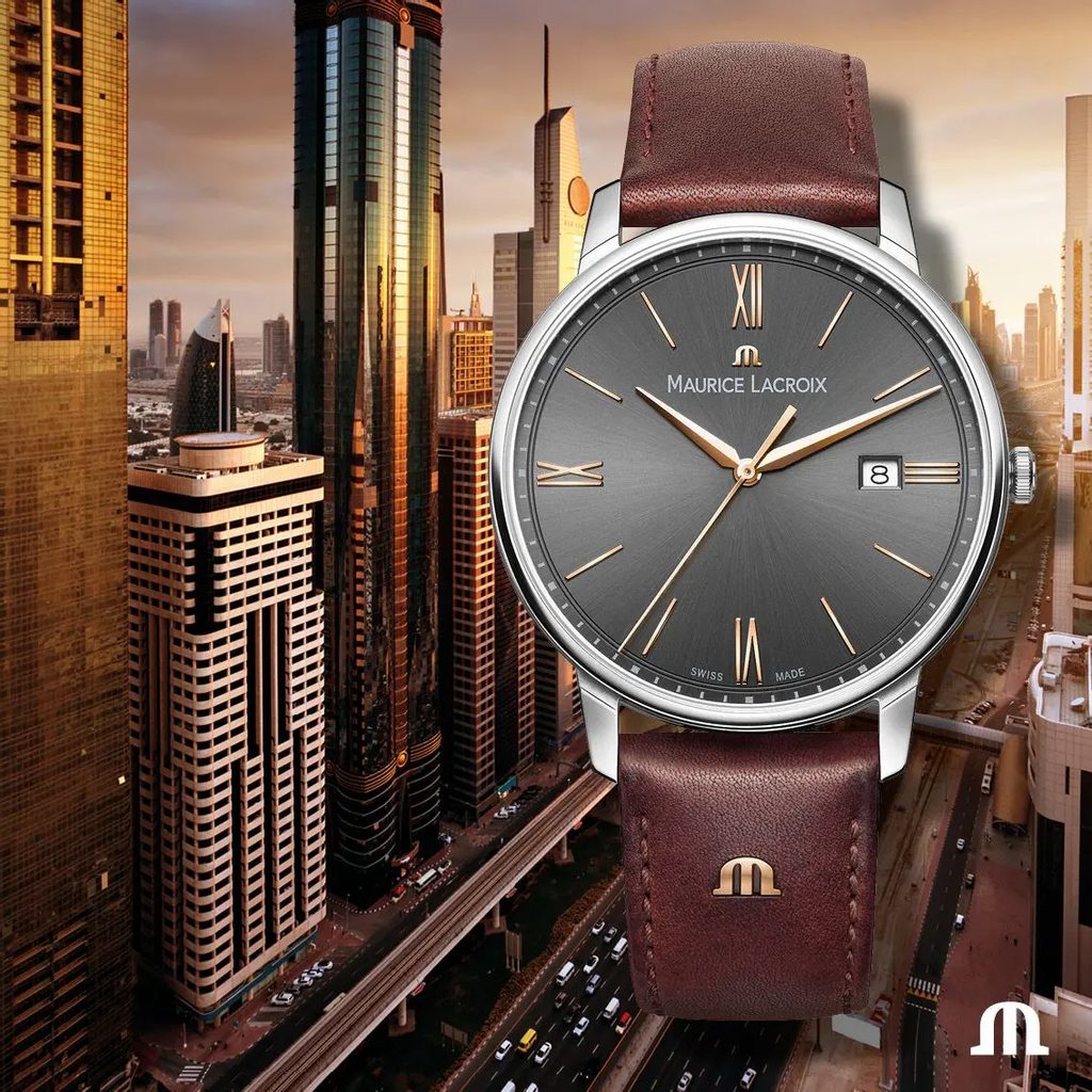 MAURICE LACROIX Eliros Grey Dial 40mm Silver Stainless Steel Brown Leather Strap EL1118-SS001-311-1 - 3