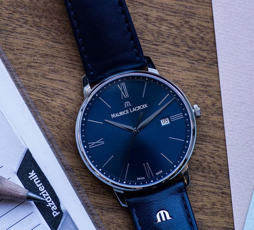 MAURICE LACROIX Eliros Blue Dial 40mm Silver Stainless Steel Blue Leather Strap EL1118-SS001-410-4 - 4