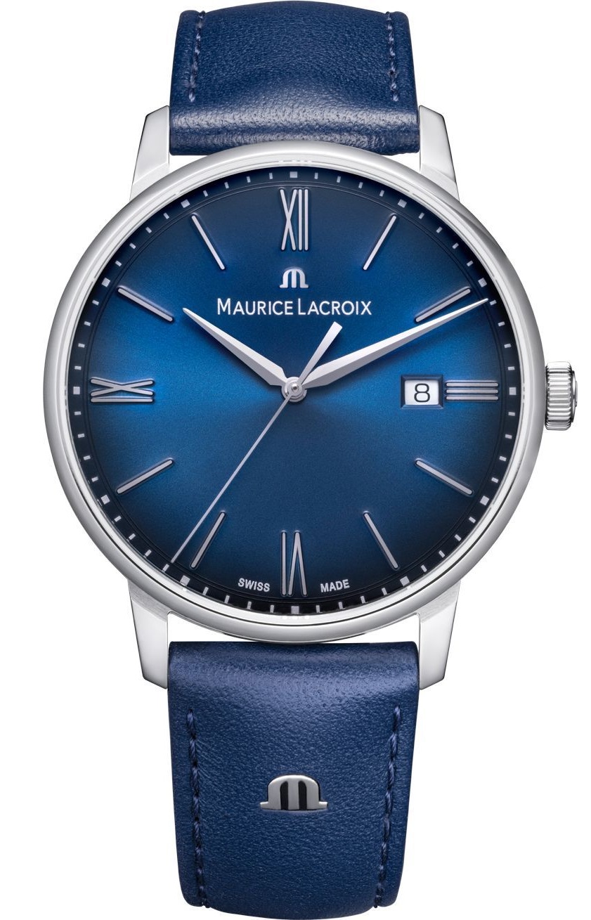 MAURICE LACROIX Eliros Blue Dial 40mm Silver Stainless Steel Blue Leather Strap EL1118-SS001-410-4 - 