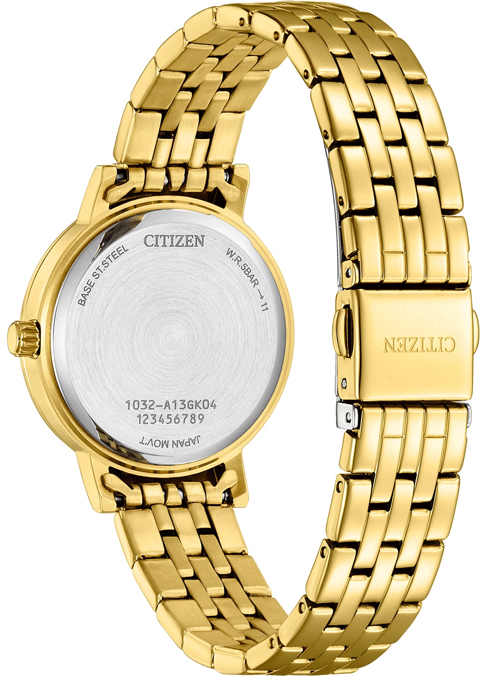 CITIZEN Lady's Elegant Crystals Collection Quartz White Pearl Dial 31.2mm Gold Stainless Steel Bracelet EL3102-50D - 3