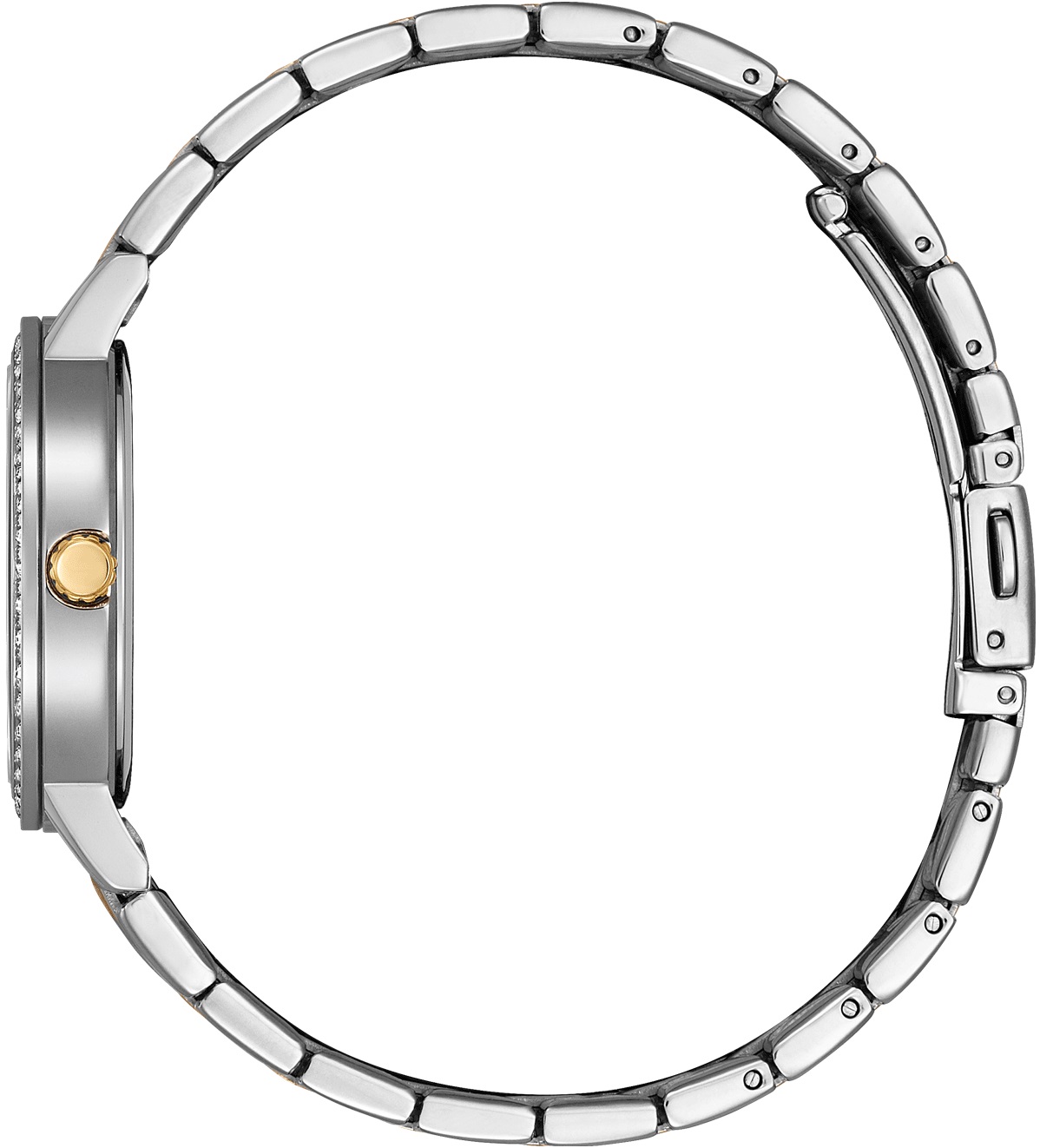 CITIZEN Lady's Elegant Crystals Collection Quartz White Pearl Dial 31.2mm Two Tone Gold Stainless Steel Bracelet EL3106-59D - 
