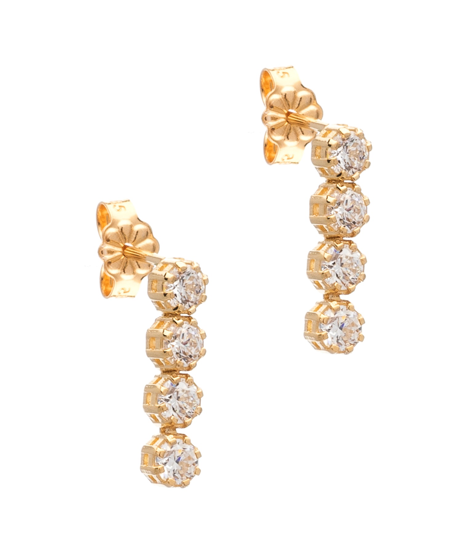 ΣΚΟΥΛΑΡΙΚΙΑ SENZIO Κίτρινο Χρυσό 14K με Πέτρες Ζιργκόν ER03-Y - 