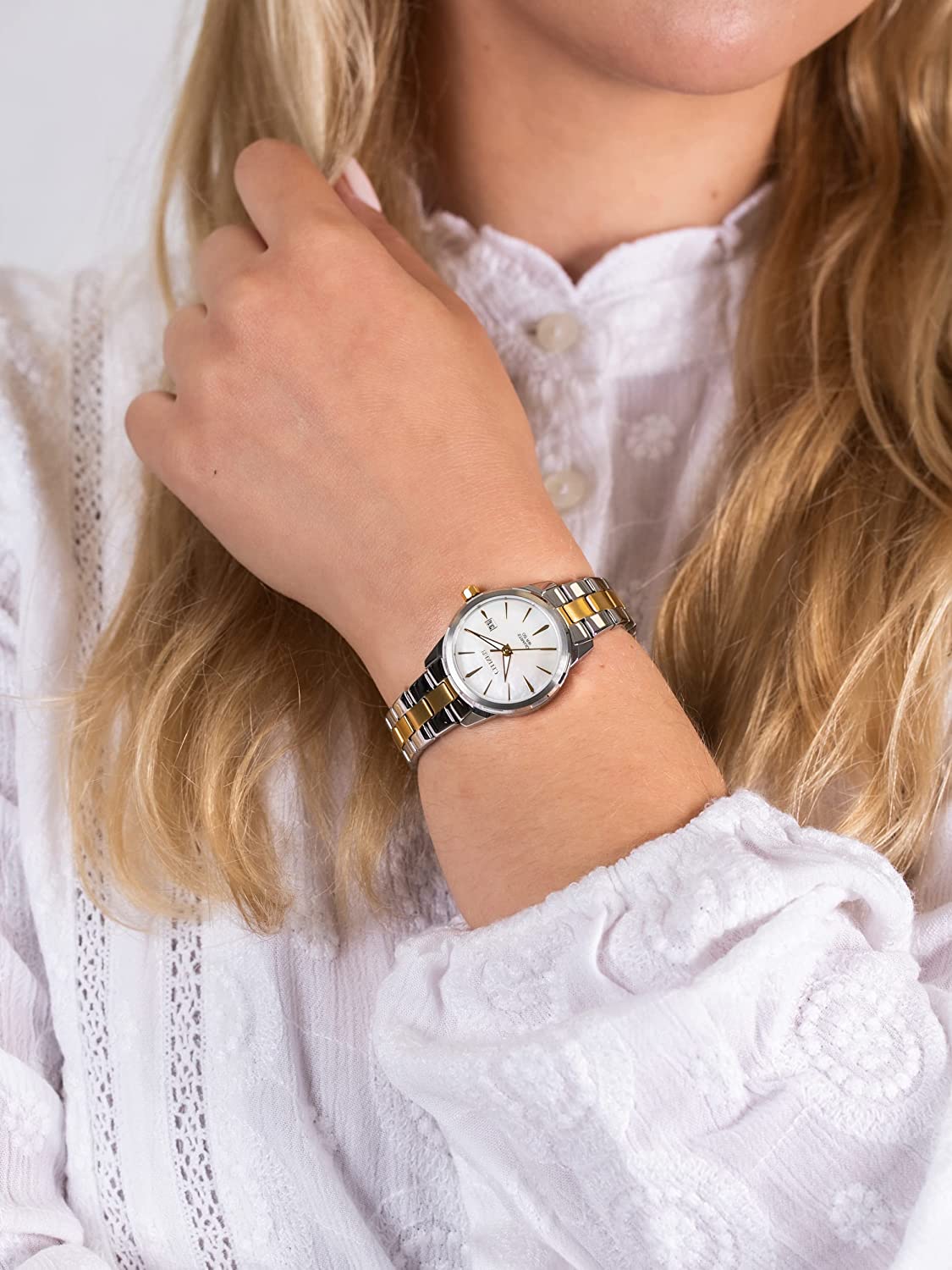 CITIZEN Elegance Three Hands 28mm Silver & Gold Stainless Steel Bracelet EU6074-51D - 2