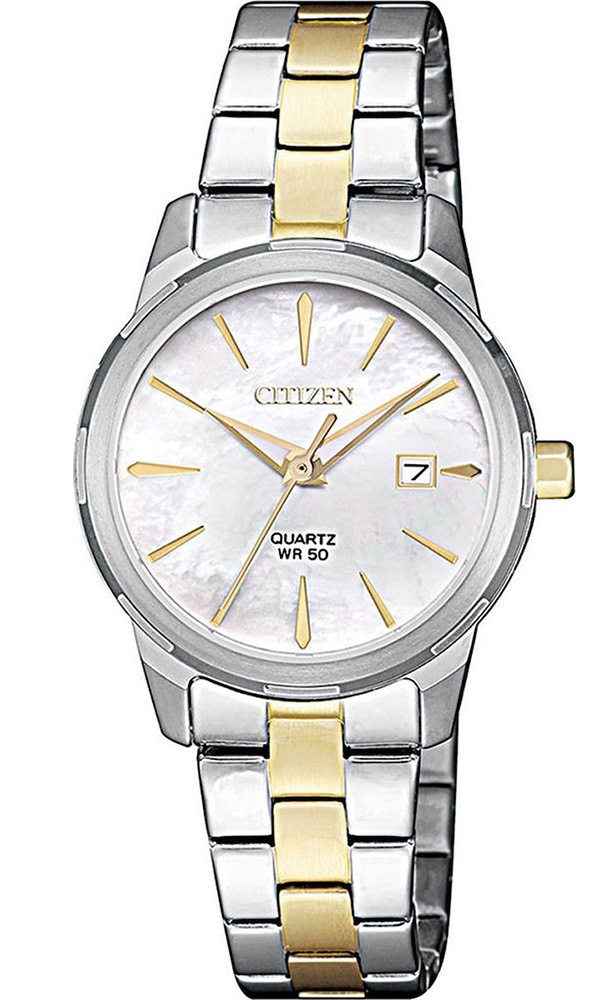 CITIZEN Elegance Three Hands 28mm Silver & Gold Stainless Steel Bracelet EU6074-51D - 1