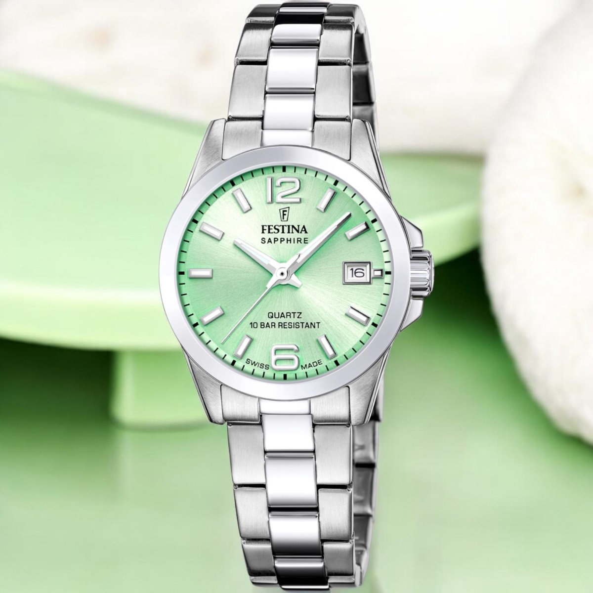 FESTINA Swiss Women's Classic Green Dial 29.5mm Silver Stainless Steel Bracelet F20049/2 - 3