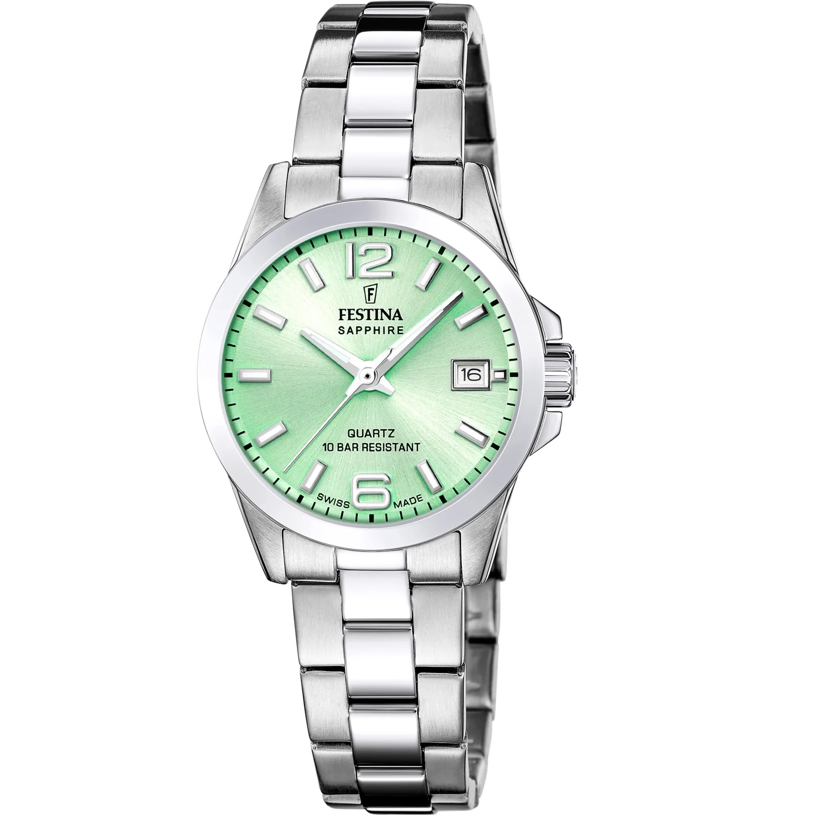 FESTINA Swiss Women's Classic Green Dial 29.5mm Silver Stainless Steel Bracelet F20049/2 - 
