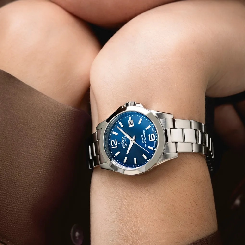 FESTINA Swiss Women's Classic Blue Dial 29.5mm Silver Stainless Steel Bracelet F20049/5 - 