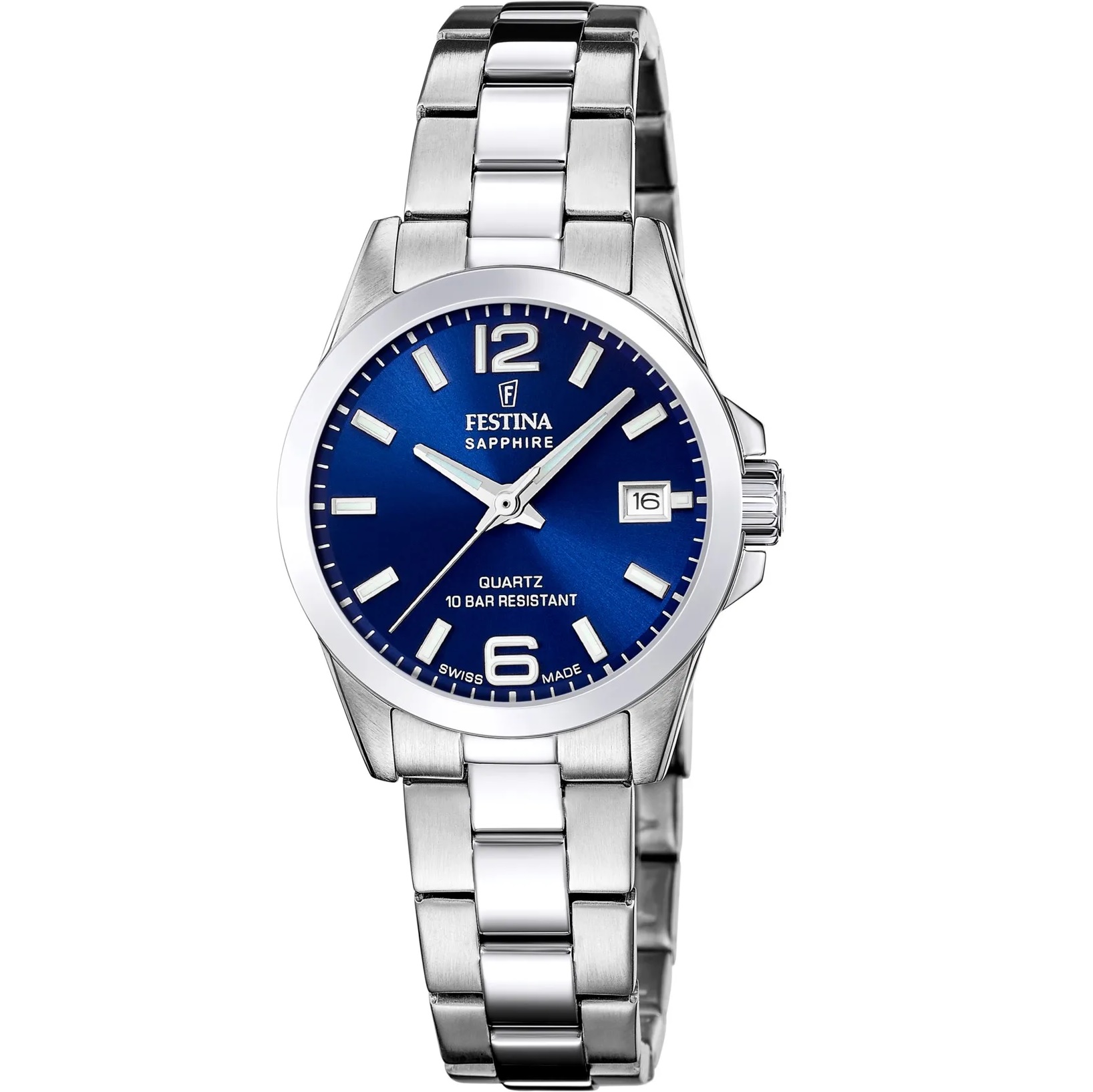FESTINA Swiss Women's Classic Blue Dial 29.5mm Silver Stainless Steel Bracelet F20049/5 - 