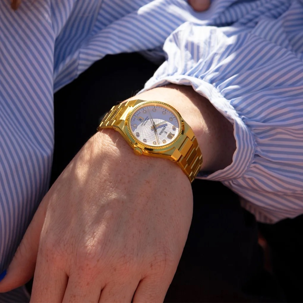 FESTINA Swiss Made Rivé White Dial with Crystals 35mm Gold Stainless Steel Bracelet F20058/1 - 5