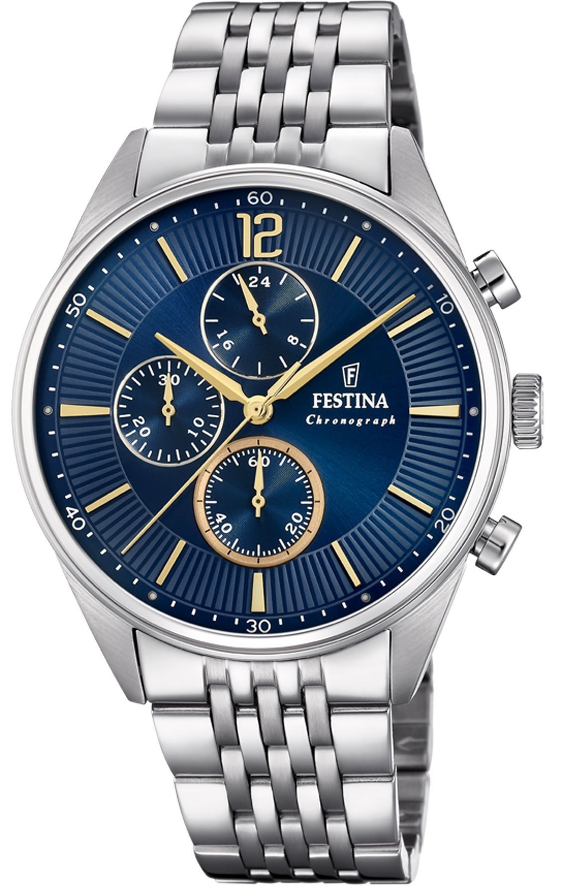 FESTINA Timeless Chronograph Blue Dial 41.5mm Silver Stainless Steel Bracelet F20285/3 - 1