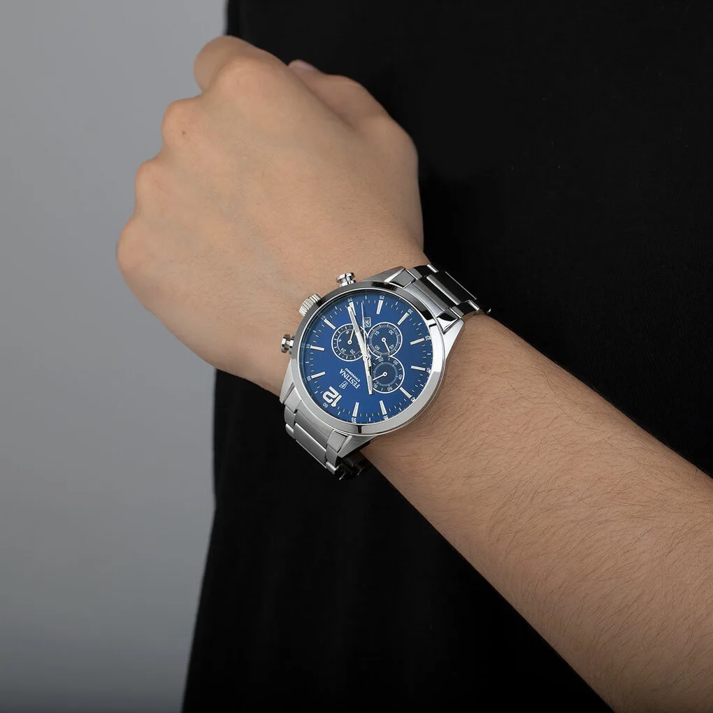 FESTINA Timeless Chronograph Blue Dial 43.5mm Silver Stainless Steel Bracelet F20343/7 - 4