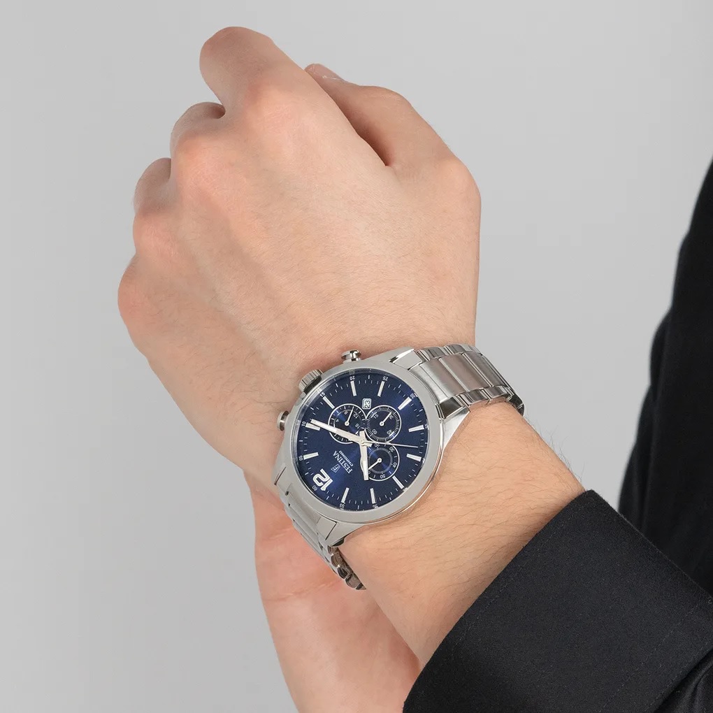 FESTINA Timeless Chronograph Blue Dial 43.5mm Silver Stainless Steel Bracelet F20343/7 - 5