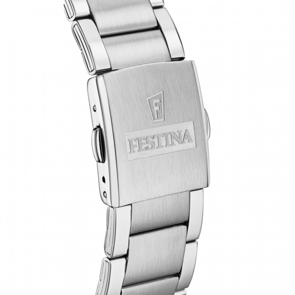 FESTINA Timeless Chronograph Green Dial 43.5mm Silver Stainless Steel Bracelet F20343/B - 