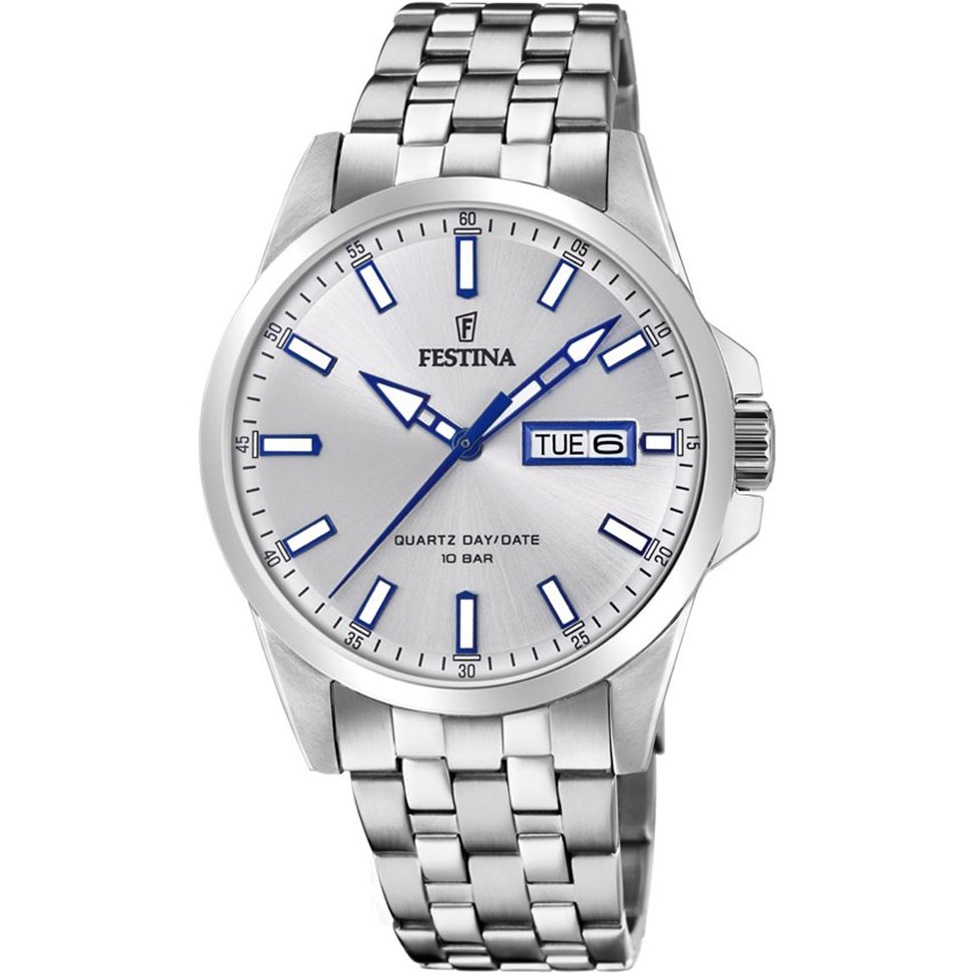 FESTINA Classic Silver Dial 41mm Silver Stainless Steel Bracelet F20357/1 - 