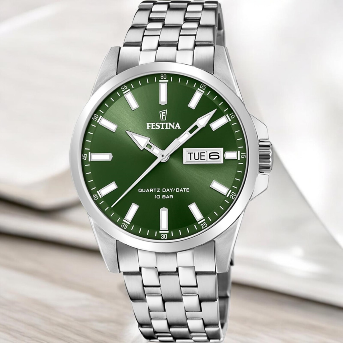 FESTINA Classic Green Dial 41mm Silver Stainless Steel Bracelet F20357/5 - 3