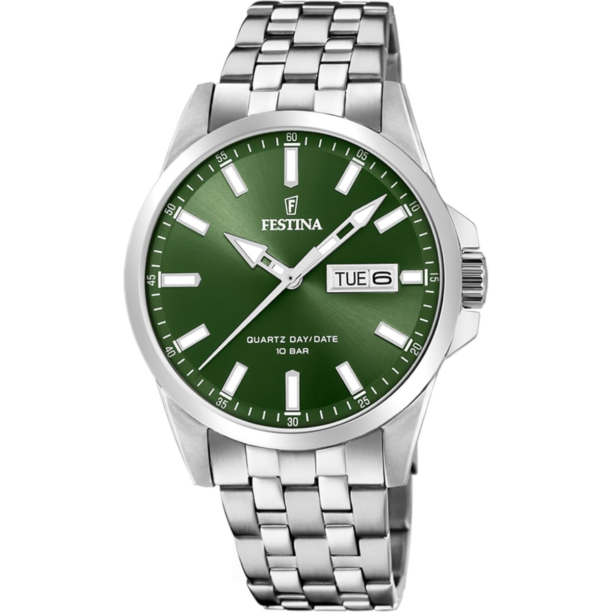 FESTINA Classic Green Dial 41mm Silver Stainless Steel Bracelet F20357/5 - 