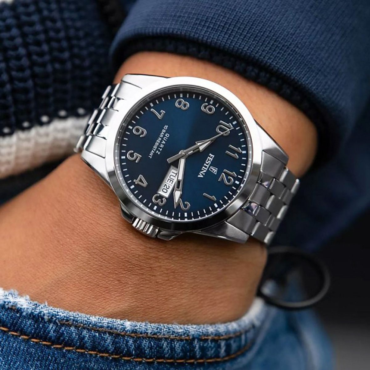 FESTINA Classic Blue Dial 41mm Silver Stainless Steel Bracelet F20357/C - 3
