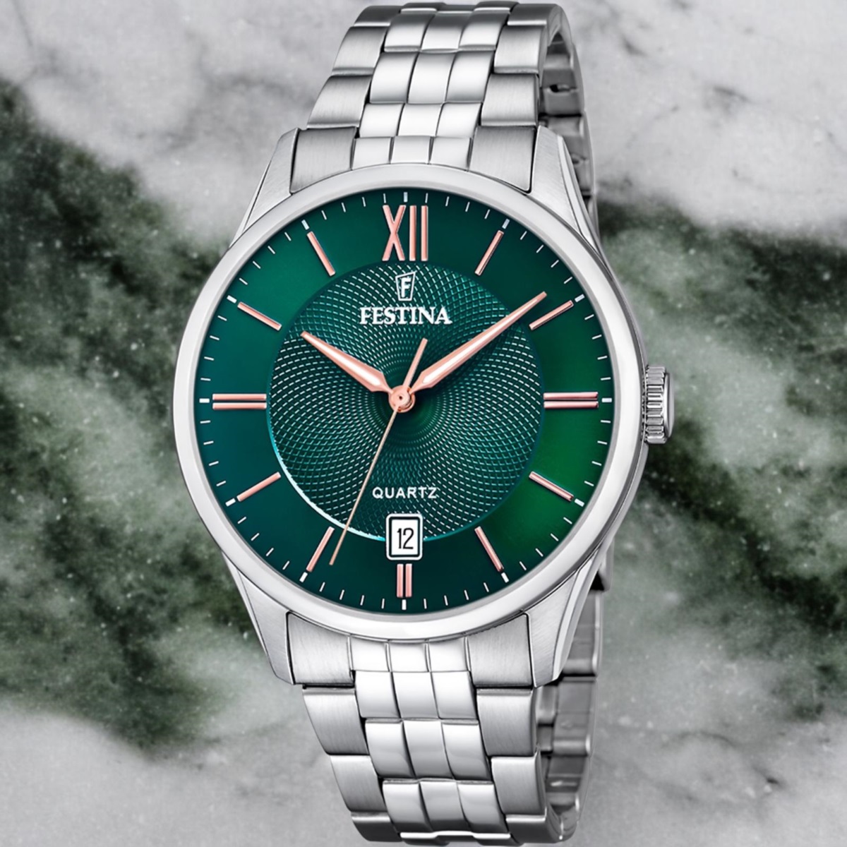 FESTINA Classic Green Dial 43mm Silver Stainless Steel Bracelet F20425/7 - 2