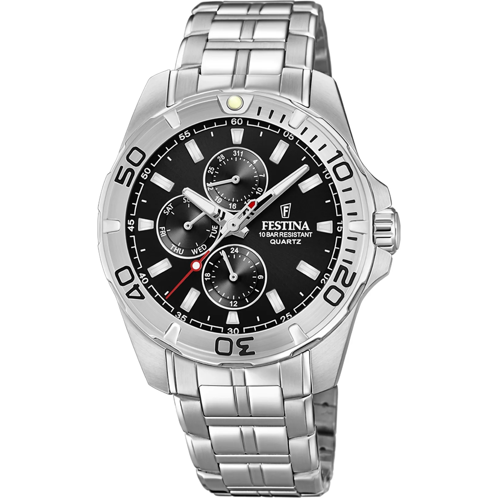 FESTINA Sport Multifunction Black Dial 43mm Silver Stainless Steel Bracelet F20445/3 - 