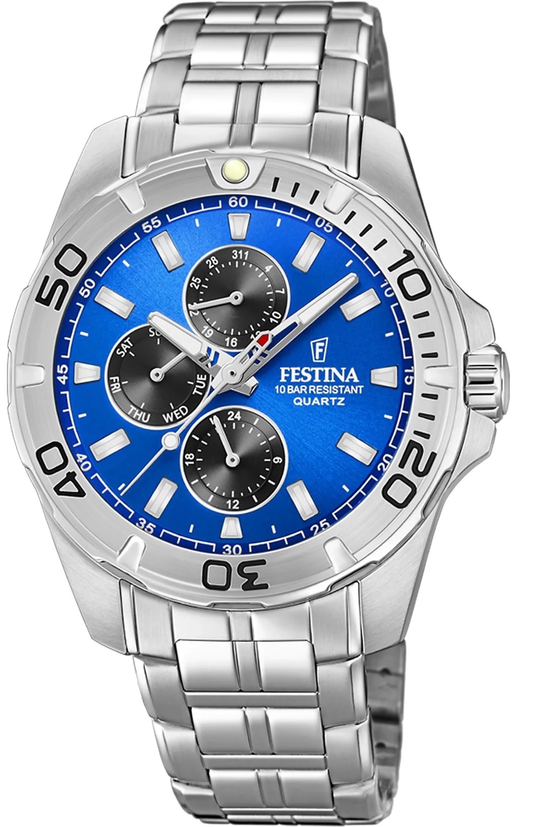 FESTINA Sport Multifunction Blue Black Dial 43mm Silver Stainless Steel Bracelet F20445/4 - 