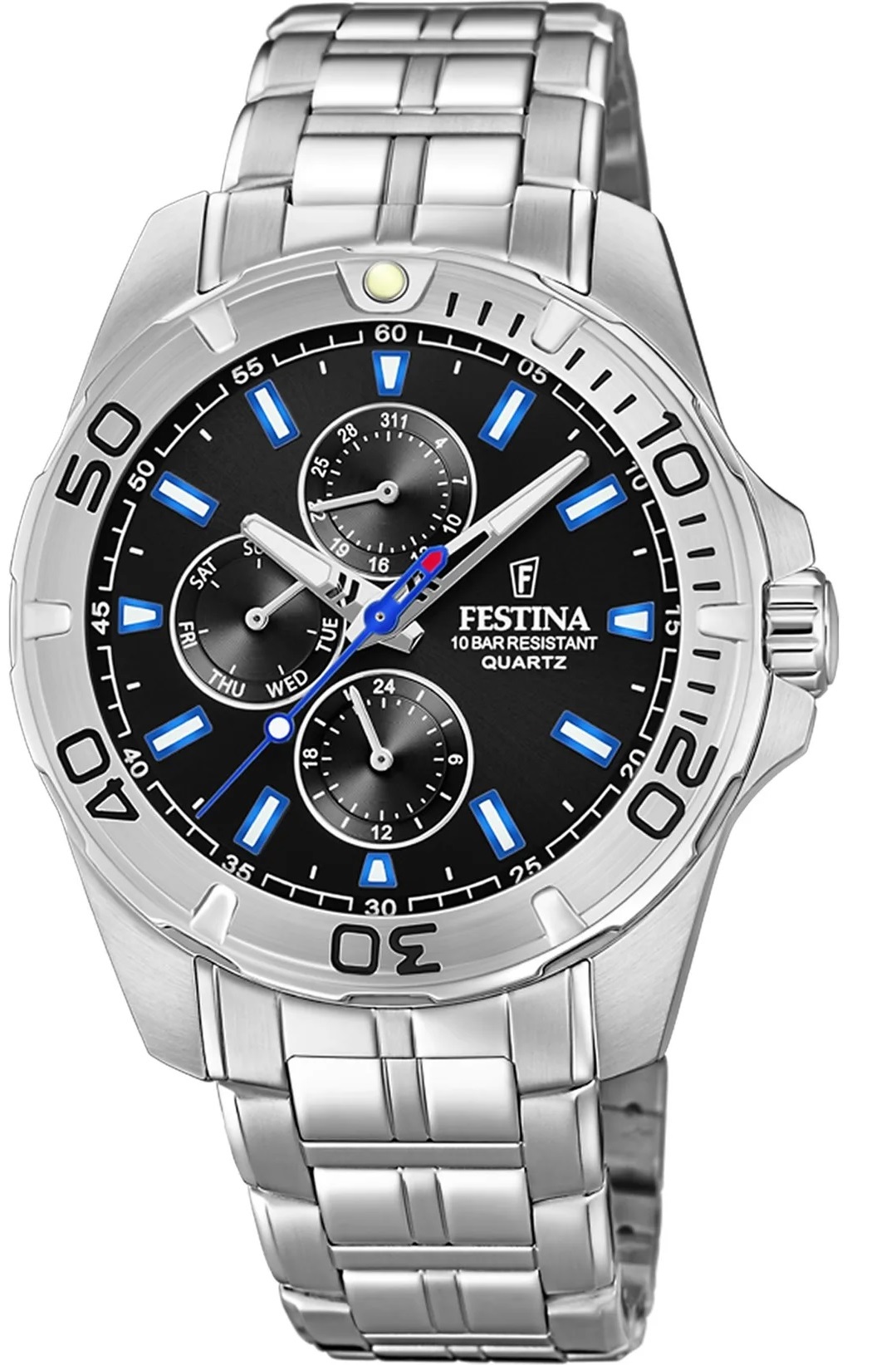 FESTINA Sport Multifunction Black Dial 43mm Silver Stainless Steel Bracelet F20445/6 - 