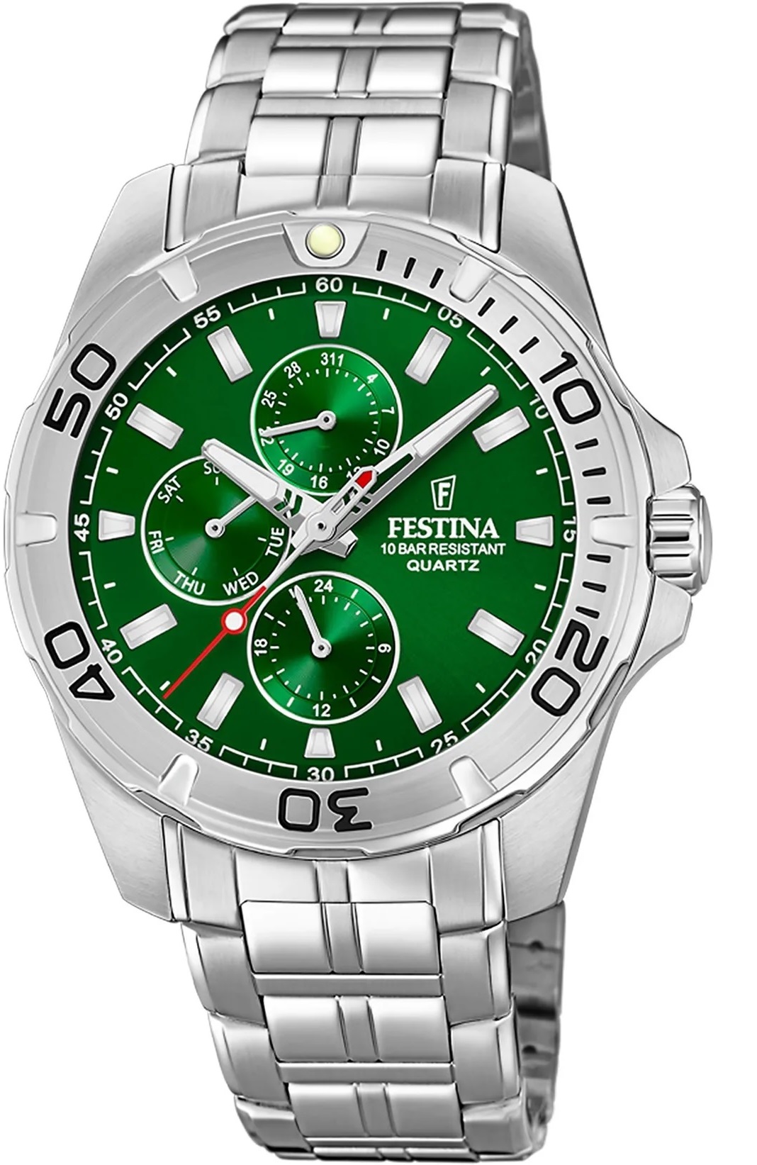 FESTINA Sport Multifunction Green Dial 43mm Silver Stainless Steel Bracelet F20445/7 - 