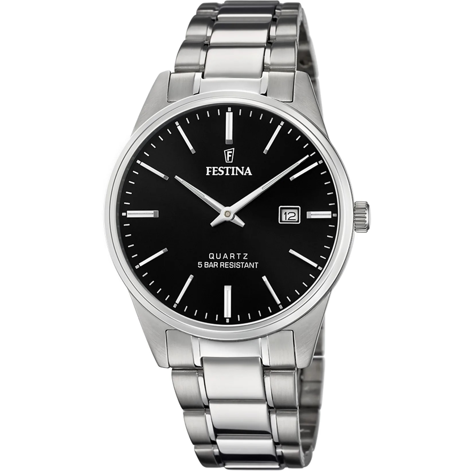 FESTINA Classic Black Dial 39mm Silver Stainless Steel Bracelet F20511/4 - 