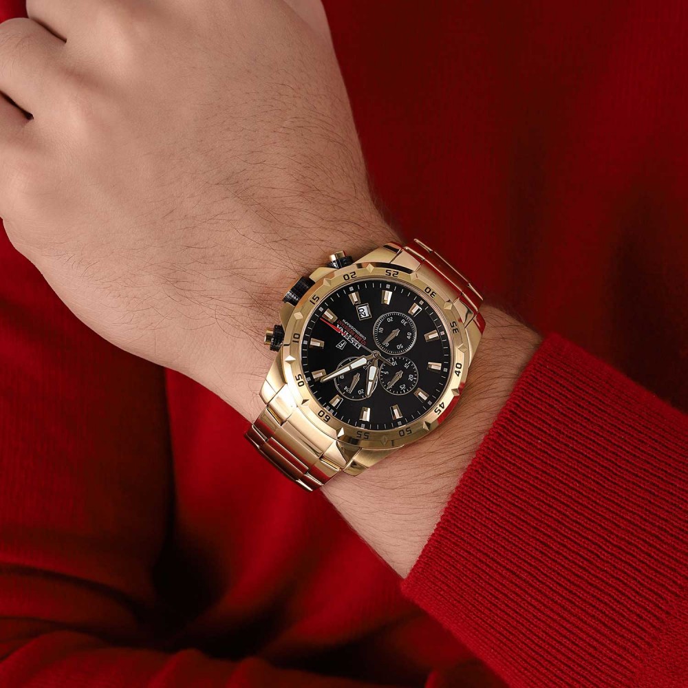 FESTINA Timeless Chronograph Black Dial 45mm Gold Stainless Steel Bracelet F20541/4 - 4