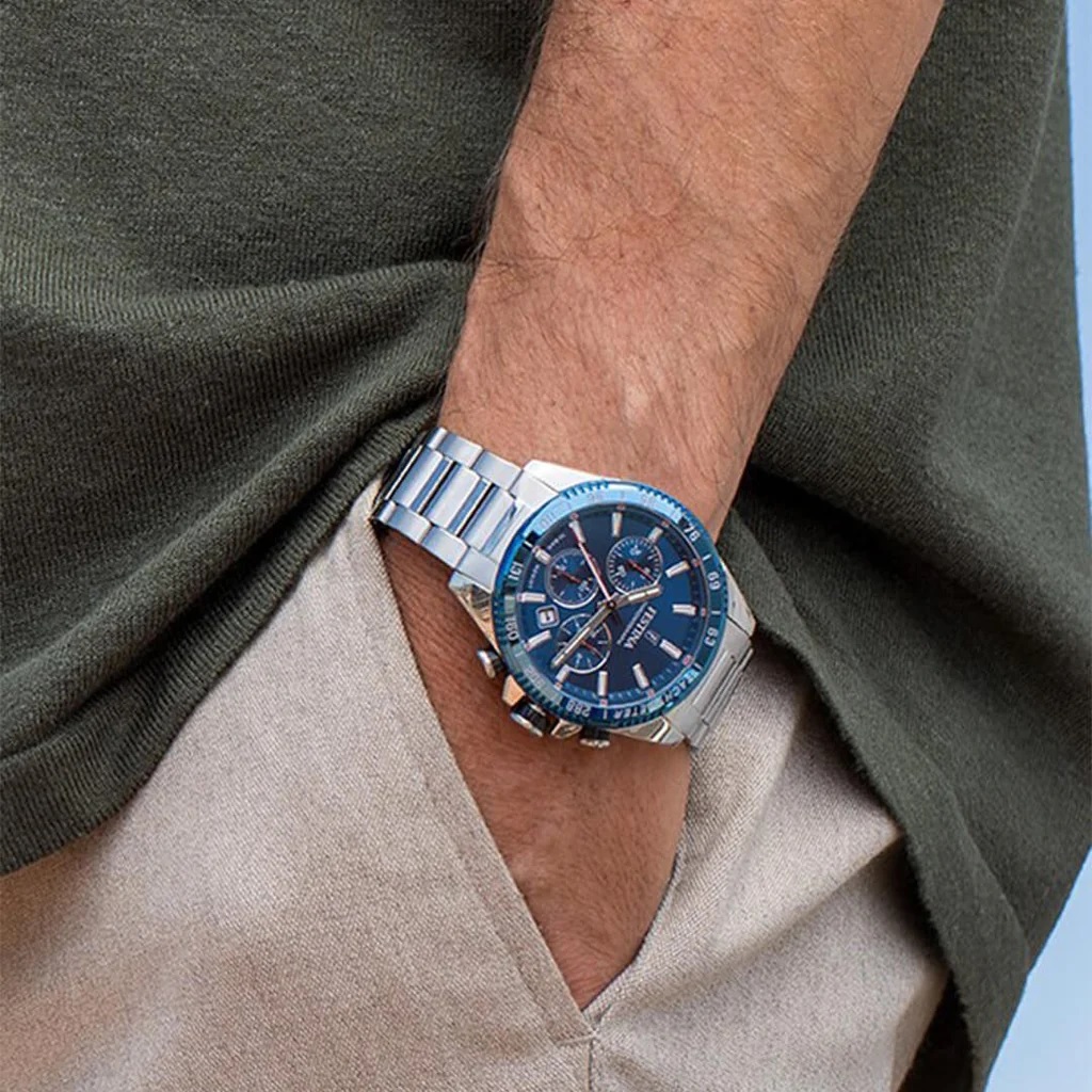 FESTINA Timeless Chronograph Blue Dial 45mm Silver Stainless Steel Bracelet F20560/2 - 