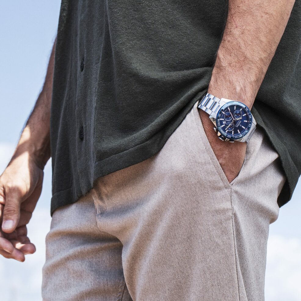 FESTINA Timeless Chronograph Blue Dial 45mm Silver Stainless Steel Bracelet F20560/3 - 