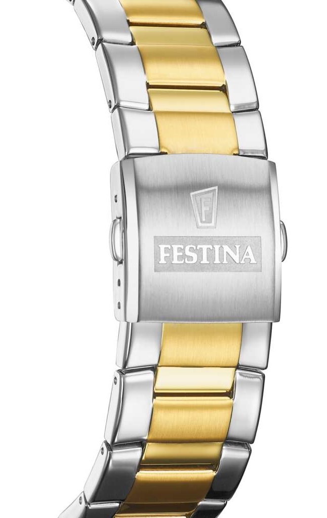 FESTINA Timeless Chronograph Blue Dial 45mm Two Tone Gold Stainless Steel Bracelet F20562/2 - 