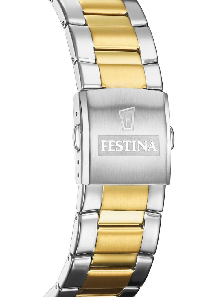 FESTINA Timeless Chronograph Black Dial 45mm Two Tone Gold Stainless Steel Bracelet F20562/4 - 