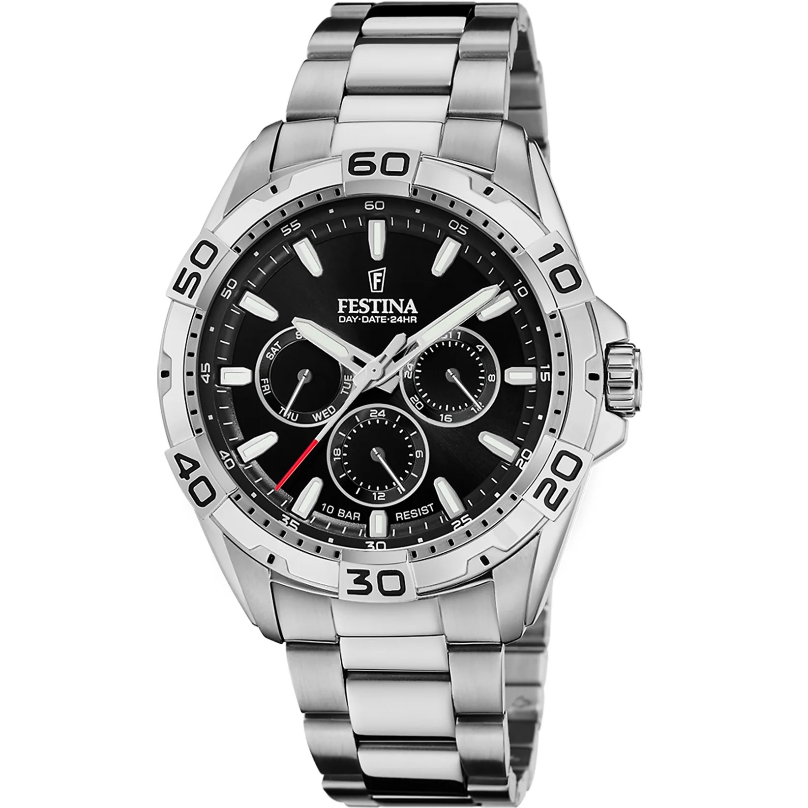 FESTINA Sport Multifunction Black Dial 44.7mm Silver Stainless Steel Bracelet F20623/5 - 