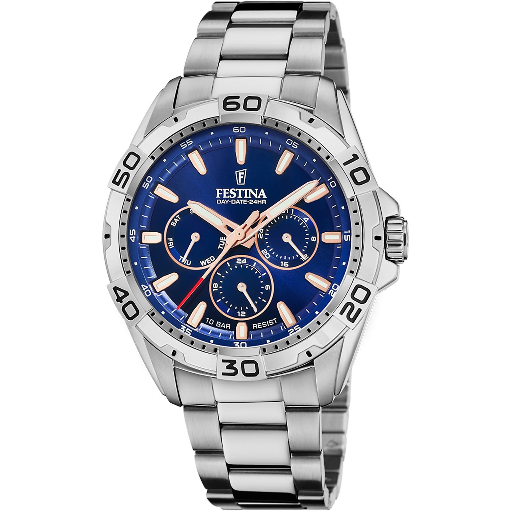 FESTINA Sport Multifunction Blue Dial 44.7mm Silver Stainless Steel Bracelet F20623/2 - 