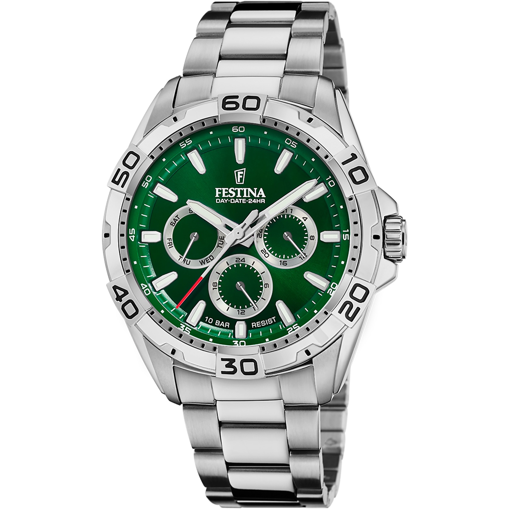 FESTINA Sport Multifunction Green Dial 44.7mm Silver Stainless Steel Bracelet F20623/3 - 1