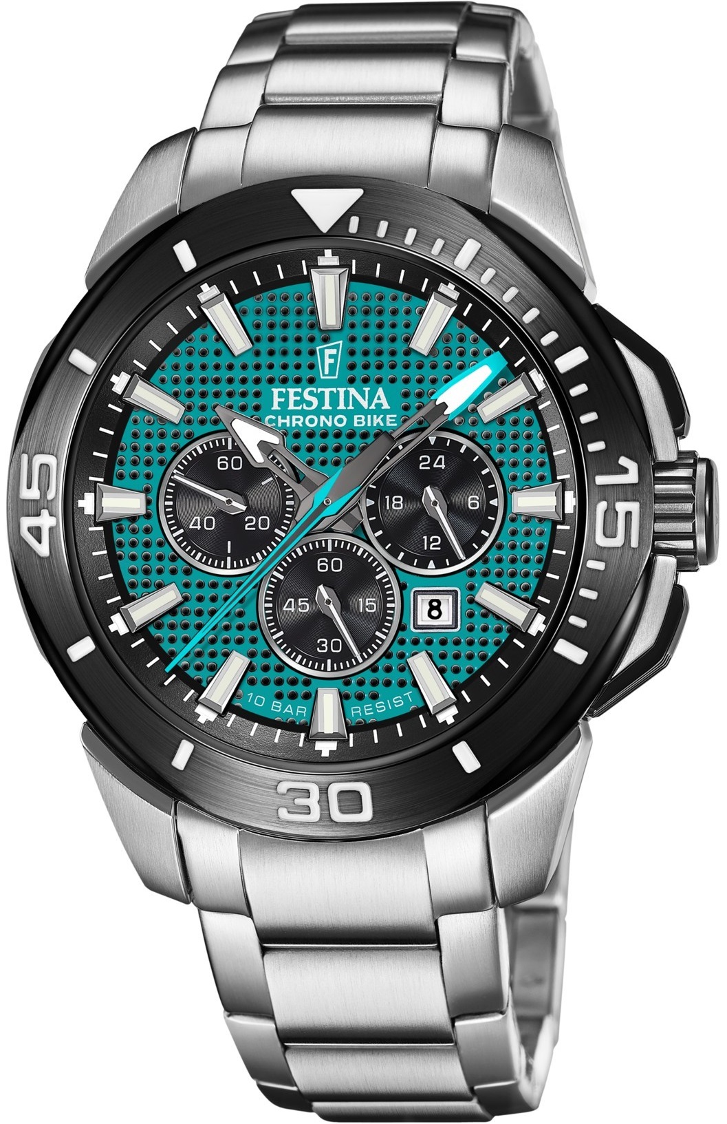 FESTINA Chrono Bike Chronograph Green 47mm Silver Stainless Steel Bracelet F20641/3 - 1