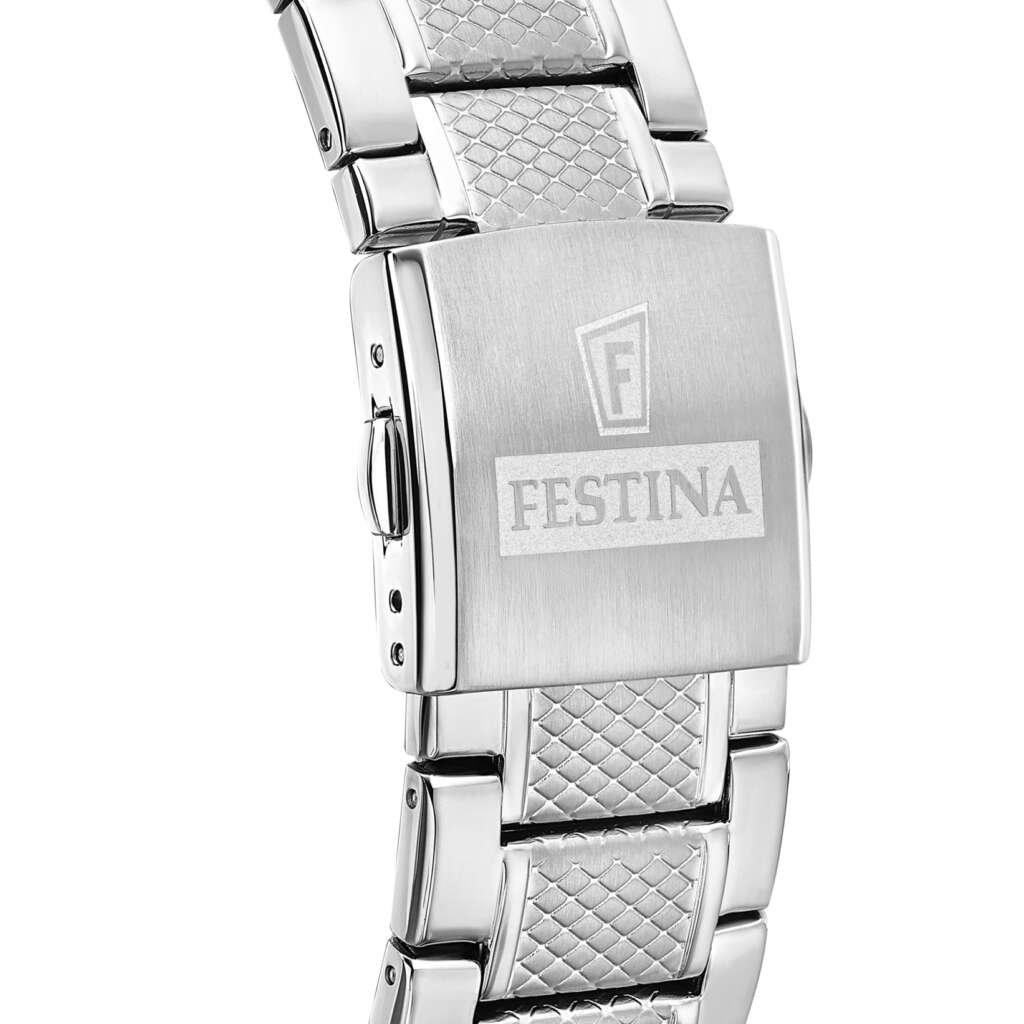 FESTINA Timeless Chronograph Blue Gold Dial 44.5mm Silver Stainless Steel Bracelet F20668/2 - 2