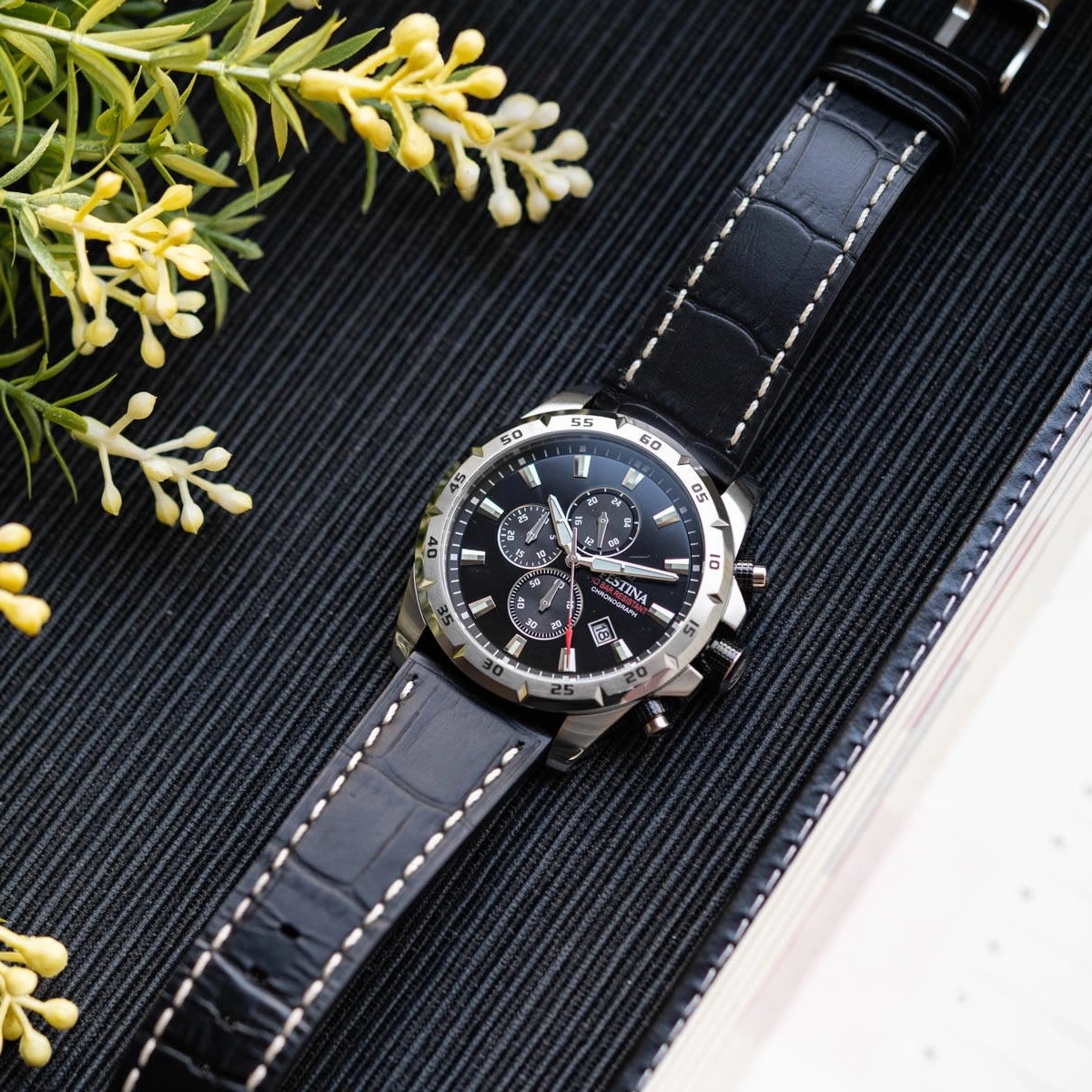 FESTINA Timeless Chronograph Black Dial 45mm Silver Stainless Steel Black Leather Strap F20692/4 - 4