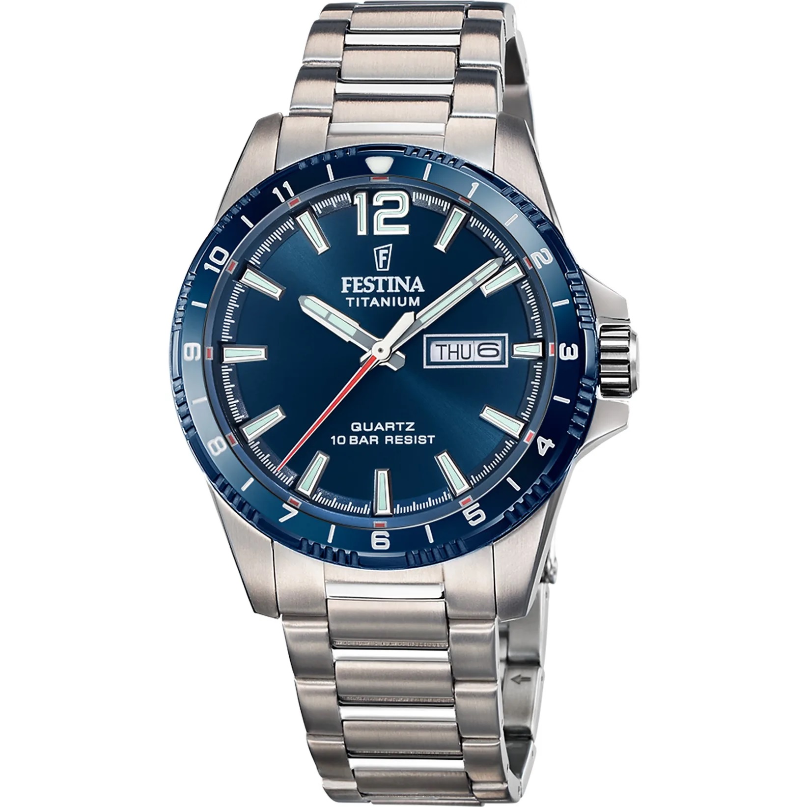 FESTINA Timeless Titanium Blue Dial 43mm Silver Titanium Bracelet F20698/2 -