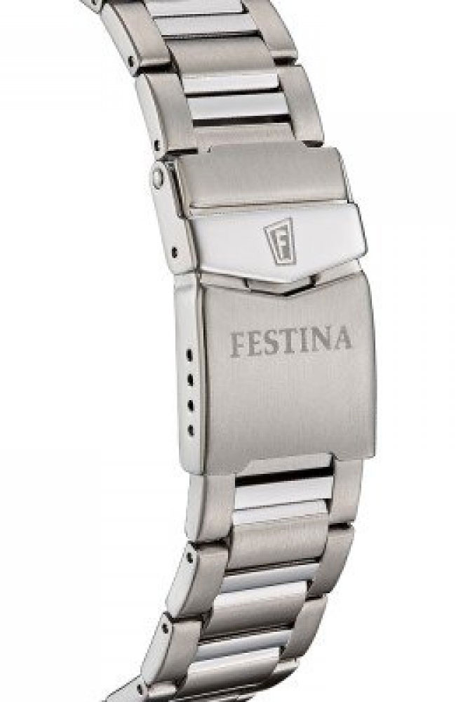FESTINA Timeless Titanium Green Dial 43mm Silver Titanium Bracelet F20698/3 - 
