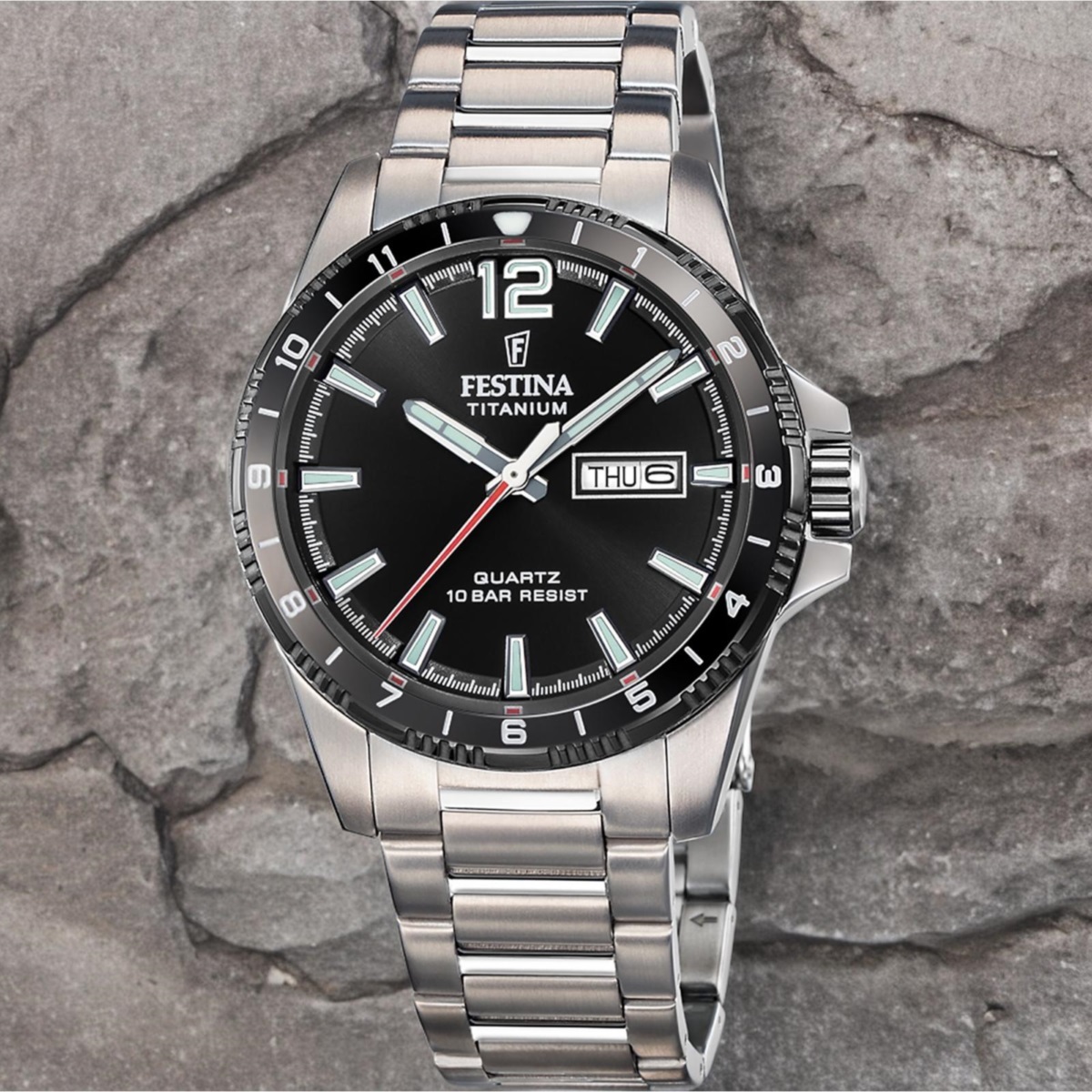 FESTINA Timeless Titanium Black Dial 43mm Silver Titanium Bracelet F20698/4 - 5